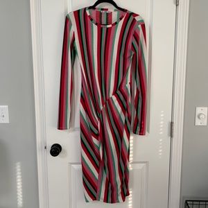 Multi-Color Striped Zara Dress with Ruching